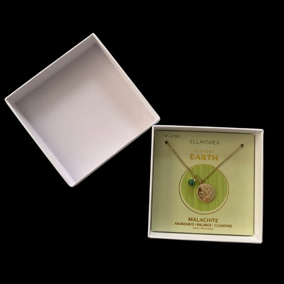 Ella Shea Element Earth Malachite Healing Crystal Stone Gold Colored Necklace - Picture 3 of 4